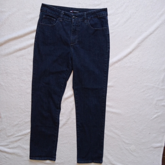 LEE Classic Fit Hi-Rise Dark Denim Straight Leg Jeans size 12 - Picture 1 of 11